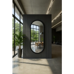Lustro VELVET OVAL – Owalne Lustro w Matowej Czarnej Ramie MDF do Sypialni, Przedpokoju i Salonu
